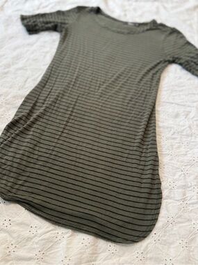 Pinc Olive Green & Black Striped Mini Dress Size Small